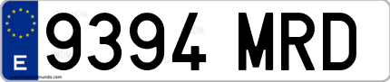 Ejemplo de matrícula de coche ordinaria 9394 MRD