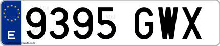 Ejemplo de matrícula española 9395 GWX