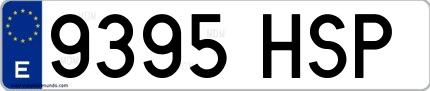 Ejemplo de matrícula española 9395 HSP