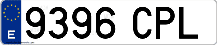 Ejemplo de matrícula de coche ordinaria 9396 CPL