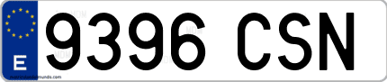 Ejemplo de matrícula de coche ordinaria 9396 CSN