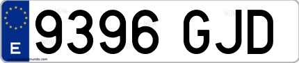 Ejemplo de matrícula de coche ordinaria 9396 GJD