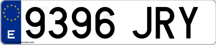 Ejemplo de matrícula de coche ordinaria 9396 JRY