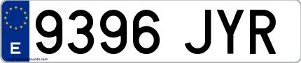 Ejemplo de matrícula española 9396 JYR