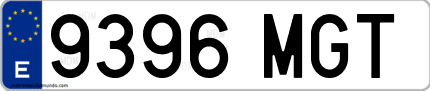 Ejemplo de matrícula de coche ordinaria 9396 MGT