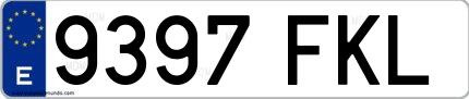 Ejemplo de matrícula española 9397 FKL