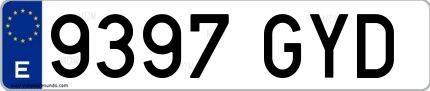 Ejemplo de matrícula española 9397 GYD