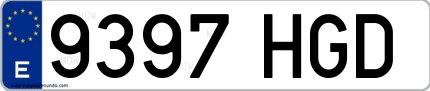 Ejemplo de matrícula española 9397 HGD
