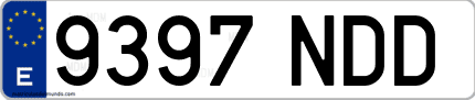 Ejemplo de matrícula de coche ordinaria 9397 NDD