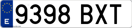 Ejemplo de matrícula de coche ordinaria 9398 BXT