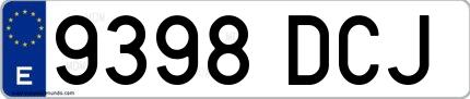 Ejemplo de matrícula española 9398 DCJ