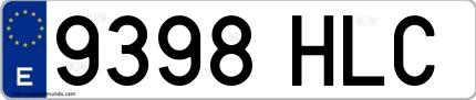 Ejemplo de matrícula española 9398 HLC