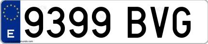 Ejemplo de matrícula española 9399 BVG