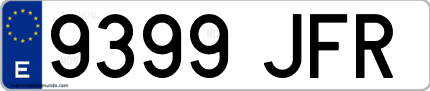 Ejemplo de matrícula de coche ordinaria 9399 JFR