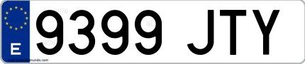 Ejemplo de matrícula española 9399 JTY