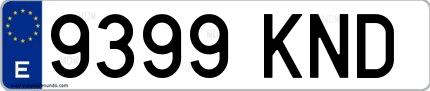 Ejemplo de matrícula española 9399 KND