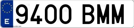 Ejemplo de matrícula española 9400 BMM