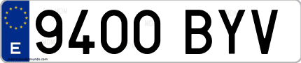 Ejemplo de matrícula de coche ordinaria 9400 BYV