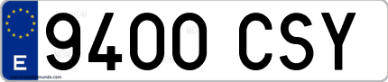 Ejemplo de matrícula de coche ordinaria 9400 CSY