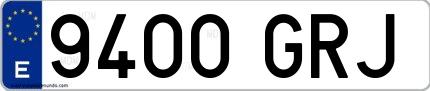 Ejemplo de matrícula española 9400 GRJ