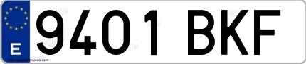 Ejemplo de matrícula de coche ordinaria 9401 BKF