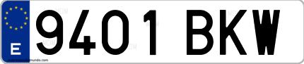 Ejemplo de matrícula de coche ordinaria 9401 BKW