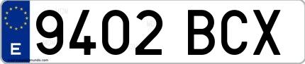 Ejemplo de matrícula española 9402 BCX