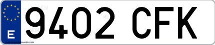 Ejemplo de matrícula de coche ordinaria 9402 CFK