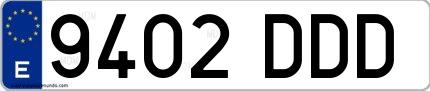 Ejemplo de matrícula española 9402 DDD