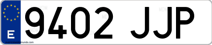 Ejemplo de matrícula de coche ordinaria 9402 JJP