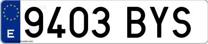 Ejemplo de matrícula española 9403 BYS