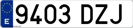 Ejemplo de matrícula española 9403 DZJ