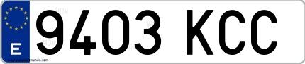 Ejemplo de matrícula española 9403 KCC