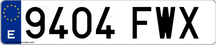 Ejemplo de matrícula de coche ordinaria 9404 FWX