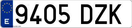 Ejemplo de matrícula de coche ordinaria 9405 DZK