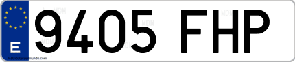 Ejemplo de matrícula de coche ordinaria 9405 FHP
