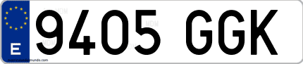 Ejemplo de matrícula de coche ordinaria 9405 GGK