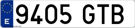 Ejemplo de matrícula española 9405 GTB