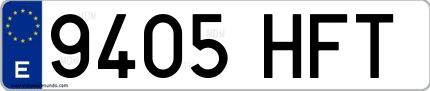 Ejemplo de matrícula española 9405 HFT
