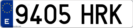 Ejemplo de matrícula de coche ordinaria 9405 HRK