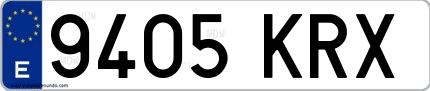 Ejemplo de matrícula española 9405 KRX