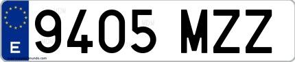 Ejemplo de matrícula de coche ordinaria 9405 MZZ
