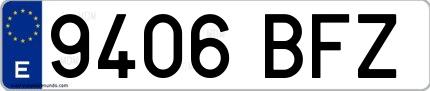 Ejemplo de matrícula española 9406 BFZ