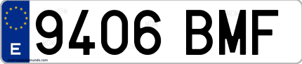 Ejemplo de matrícula de coche ordinaria 9406 BMF