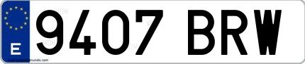 Ejemplo de matrícula española 9407 BRW