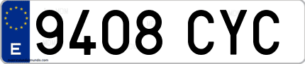 Ejemplo de matrícula de coche ordinaria 9408 CYC