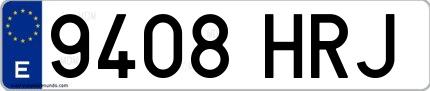 Ejemplo de matrícula española 9408 HRJ