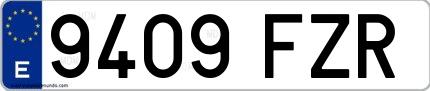 Ejemplo de matrícula española 9409 FZR