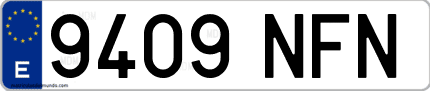 Ejemplo de matrícula de coche ordinaria 9409 NFN