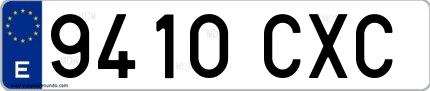 Ejemplo de matrícula española 9410 CXC